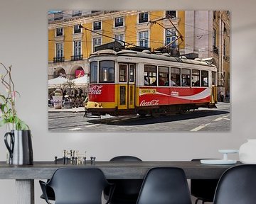 Red Coca Cola tram in Lisbon, Portugal by insideportugal