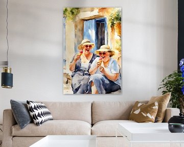 2 sociable ladies eat an ice cream by De gezellige Dames