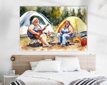2 gezellige dames maken muziek op de camping van De gezellige Dames
