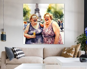 2 femmes sociables s'amusent à Paris sur De gezellige Dames