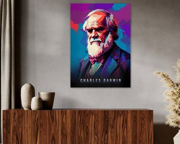 Charles Darwin Legende Pop-art van Qreative
