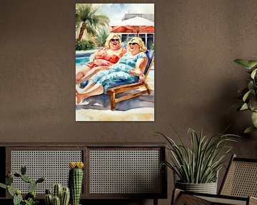 2 cosy ladies on a lounger by De gezellige Dames