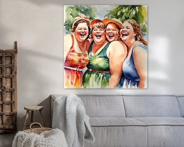 4 gezellige dames lachen op vakantie van De gezellige Dames