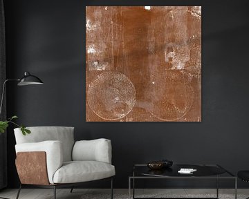 Modern abstract art. Organic shapes in white and rusty brown. by Dina Dankers