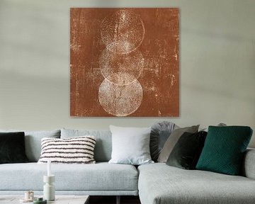 Modern abstract art. Organic shapes in warm brown and white by Dina Dankers