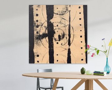 Modern abstract art. Organic shapes in black and warm off white by Dina Dankers