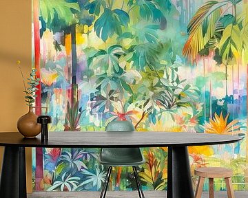 Palmbomen in het regenwoud van May