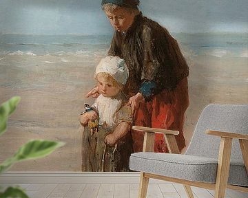 Twee visserskinderen op het strand, Jozef Israëls