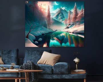 Winterlandschaft mit Wasserfall von Mustafa Kurnaz