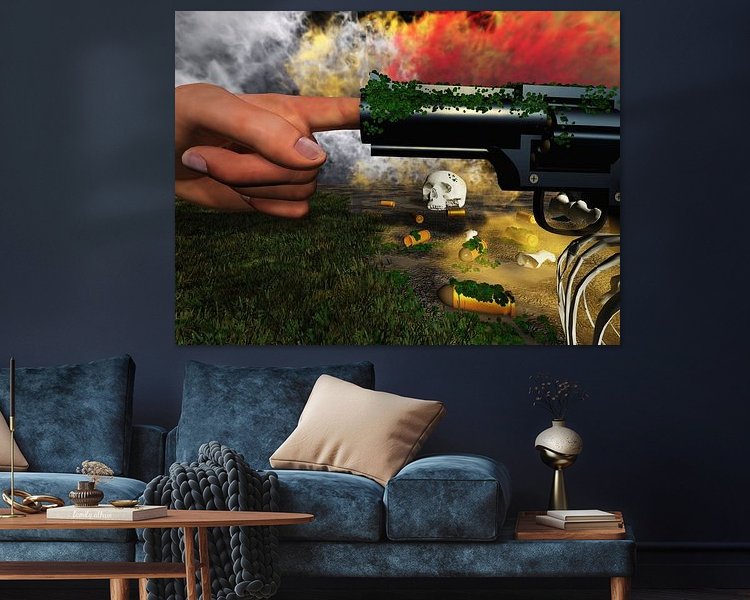 Voorbeeld van het werk in een kamer