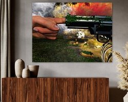 Voorbeeld van het werk in een kamer