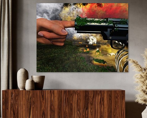 Voorbeeld van het werk in een kamer