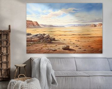 Paysage de Mongolie sur Peinture Abstraite