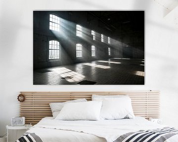 Beams of light in Abandoned Industrial Hall by Vlindertuin Art