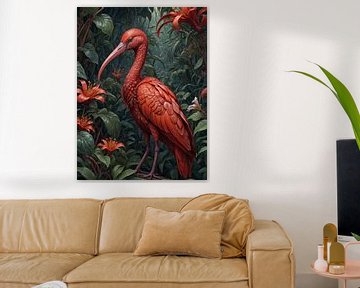 Botanical bird collection - Scarlet ibis van Wall Art Wonderland