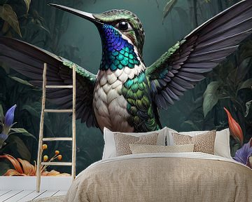 Botanical bird collection - Hummingbird van Wall Art Wonderland