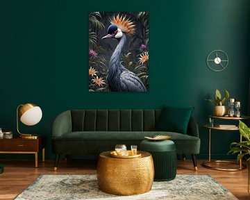 Botanical bird collection - Crown crane van Wall Art Wonderland