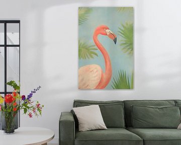 Flamingo and Leaves by Whale & Sons