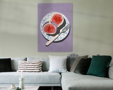 Still life with Fig (on lilac) by Marja van den Hurk