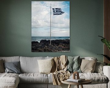 Vlag van Griekenland op Kreta van Dani'el Van den Berg