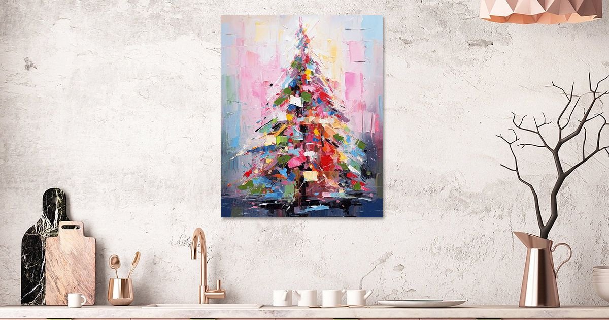 Bunter, moderner und abstrakter Weihnachtsbaum von Studio Allee auf ArtFrame, Leinwand, Poster und mehr