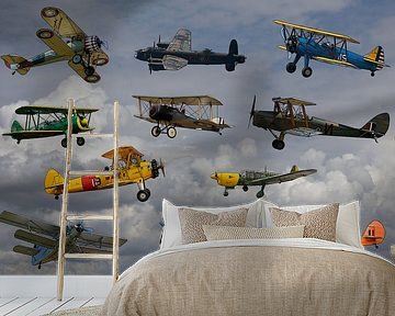 Illustratie van oldtimer vliegtuigen