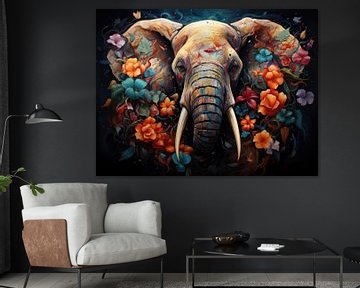 Vibrant Splendor: AI-Generated Elephant Art van Eva Lee