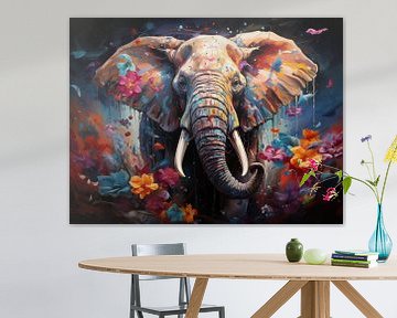 Vibrant Serenity: AI-Generated Elephant Art van Eva Lee
