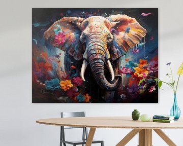 Sérénité vibrante : l'art de l'éléphant généré par l'IA sur Eva Lee