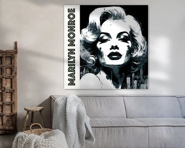 Schwarz-weißes Frauenporträt-Poster Marilyn Monroe von Vlindertuin Art