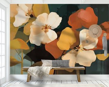 Flowers, modern and abstract in earth tones by Studio Allee