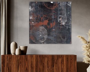 Modern abstract art. Geometric shapes in black, grey, terra by Dina Dankers