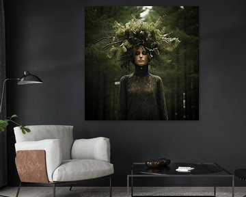 Portret van een spirituele bosvrouw van Vlindertuin Art