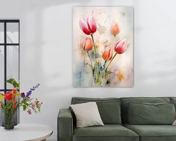 Tulips in abstract karakter van Bert Meijer