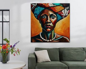 Portrait stylisé d'un homme africain avec un foulard