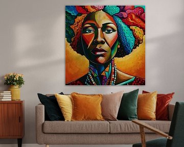 African woman with multicolored hair by Jan Keteleer