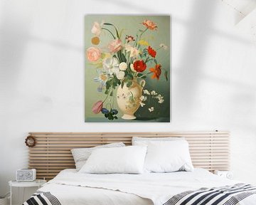 Vaas met bloemen in pastelkleuren van Carla Van Iersel