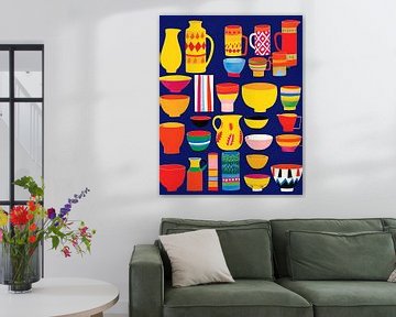 Colourful tableware, modern illustration by Studio Allee
