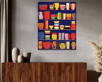 Vaisselle colorée, illustration moderne sur Studio Allee