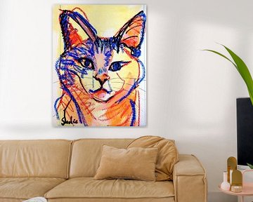 Schilderij van een kat (VII) van Liesbeth Serlie