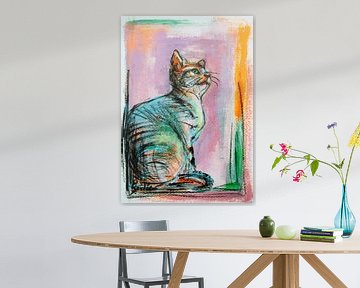 Painting of a cat (XI) by Liesbeth Serlie