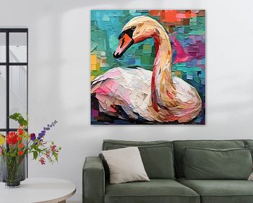 Swan | Abstract Swan by De Mooiste Kunst