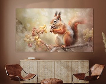 Squirrel on branch by Carla van Zomeren