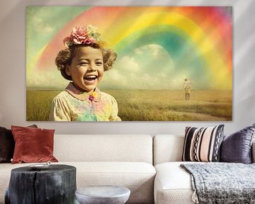 Bloemencascade: De regenboogreis van een jong meisje van Cre8line