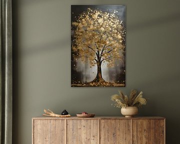Malerei Baum | Baum Malerei Gold von AiArtLand