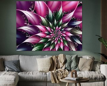 fractal bloem ster magenta van Claudia Gründler