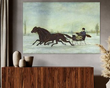 Pferdeschlitten in einer Winterlandschaft von FParrish Art Prints