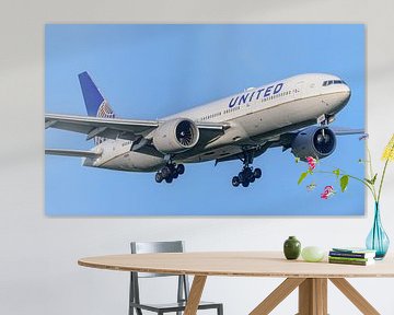 Landende United Airlines Boeing 777-200.