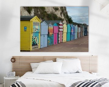 Strandhuisjes aan de kust van Broadstairs by Maurice Welling