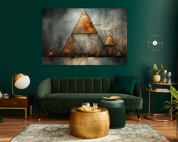 Peinture à l'huile abstraite avec des triangles sur Ton Kuijpers